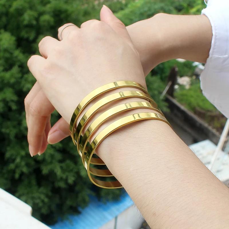 New Customized big Bracelet Personalized 2.68inches slliver and gold  Bangles bracelet for Women Stainless Steel Jew